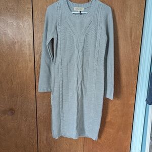 Pink Rose Light Gray Cable Knit Sweater